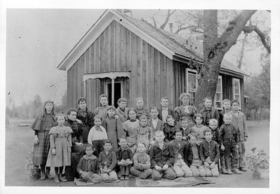 Antique Schoolhouse Photo Group Portrait Students Teacher Enterprise