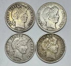 1900-S, 1901, 1901-O and 1906 Barber 10c Silver Dimes Lot of 4