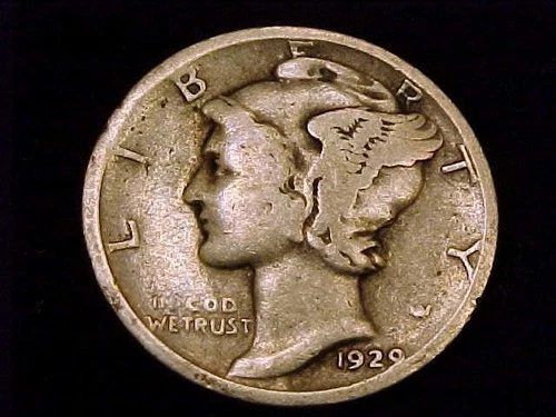 1929-D  Mercury Dime,  Good Grade.