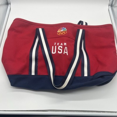 Team USA  Tote Bag, Zip Top, Blue White Trim, Red