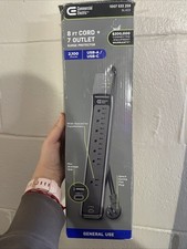Commercial Electric 8 Ft. Surge Protector 7-Outlet USB Black 1007 533 259