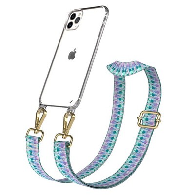 Silikon Hülle mit Band für Apple iPhone 11 Pro Max Cover Kette Einhorn Mix -Gold