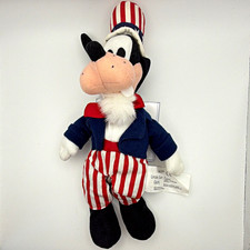 Disney Store Uncle Sam Goofy Bean Bag Plush Small Red White Blue