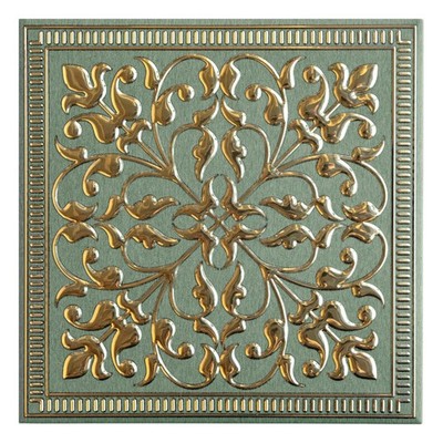 Wall Wear 10-Pack Peel and Stick Backsplash Metal 8 x 8, Sage Green Gold