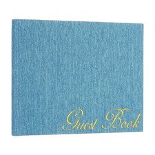 Elegant Guestbook, 9"x7" Fabric Wedding Guest Book, Blue