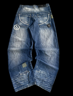 DADA Supreme BaggyJeans Blau W34 L81 Denim Five-Pocket Logo Weites Bein