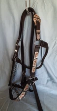 Horse Show Halter & Lead - Dark Leather w/ Silver and Copper, Horse Size
