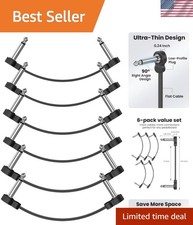 6 Pack Guitar Patch Cables, 5 Inch, 1/4" TS Right Angle Guitar Cable, Low Pro...