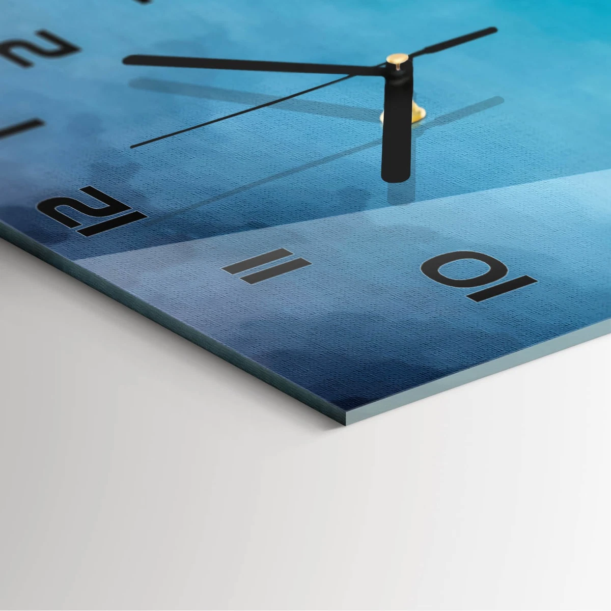 Reloj de Pared Rectangular Horizontal de Vidrio Templado Premium Humo 60x30 cm