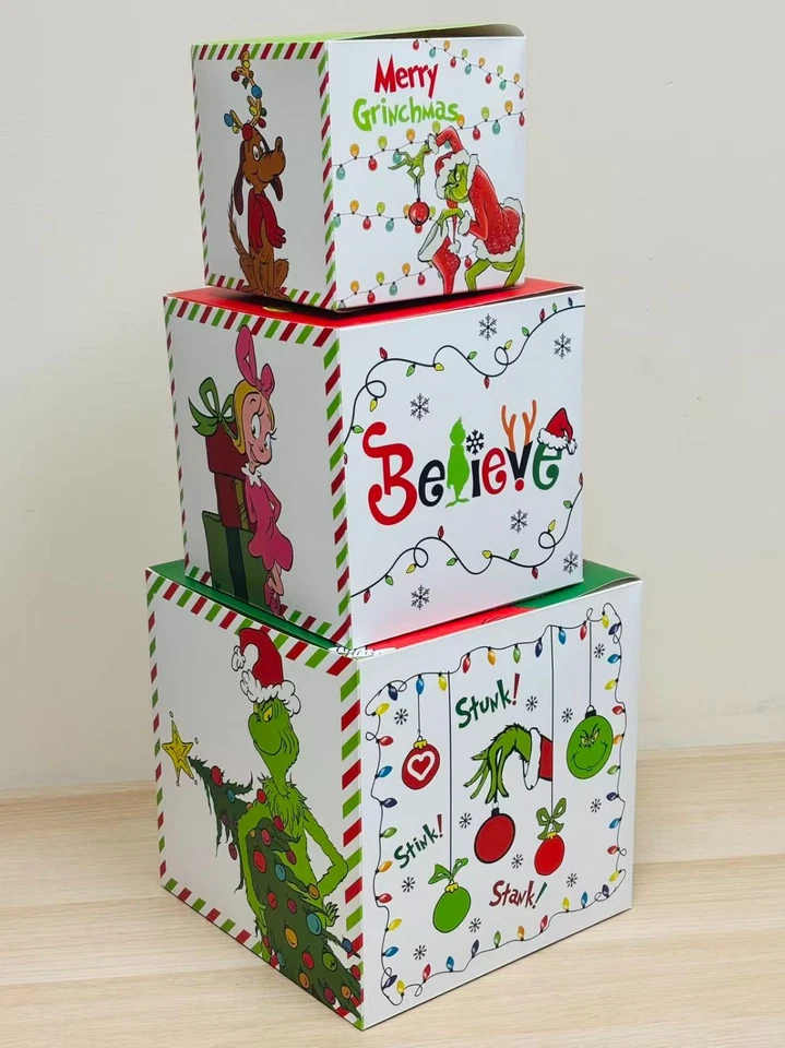 3Pcs Christmas Nesting Gift Boxes with Lids,white XmasTree Boxes for Holiday Gif - Image 4 of 4