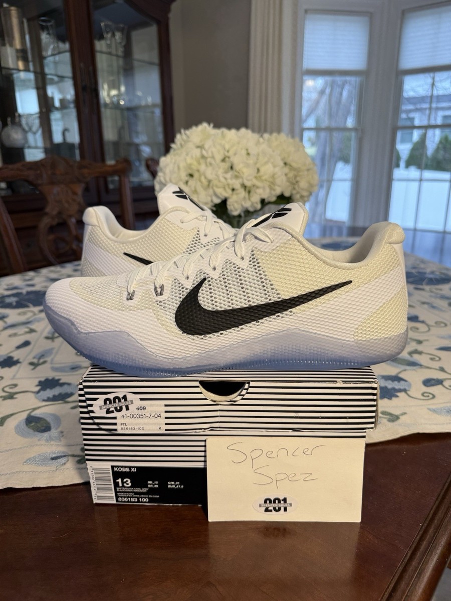 Nike Kobe 11 TB Fundamental White Black Basketball 836183-100 Mens