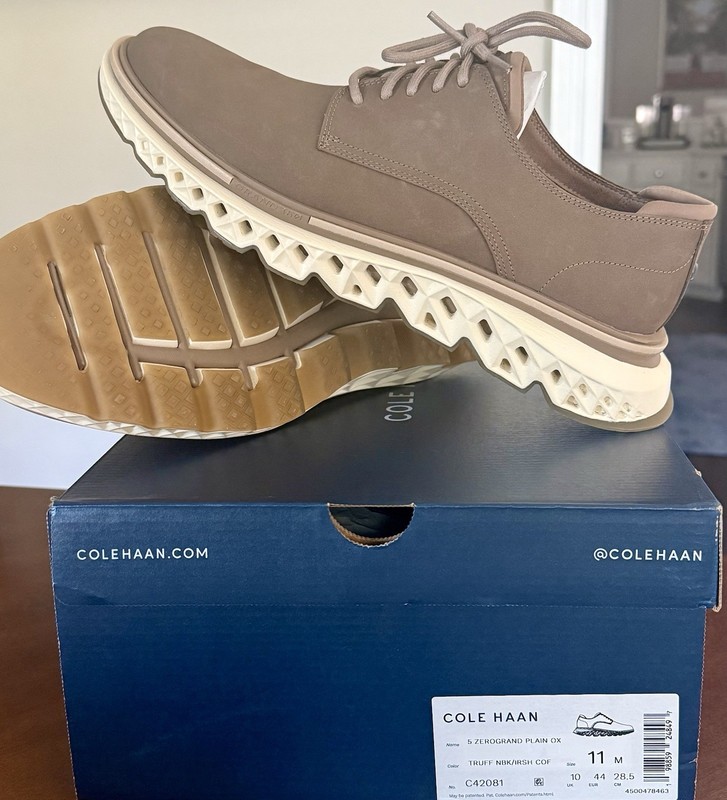 Cole Haan 5 Zerogrand Plain Ox Oxford Nubuck Dress Shoes Brown Size 11