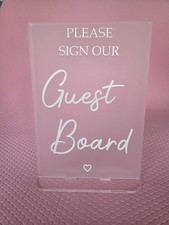 Frosted Acrylic 'Please Sign Our Guest Board' Sign with Stand for Wedding