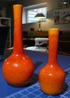 Royal Haeger Pottery Orange Lot of 2 Vases 10” and 7.25”