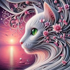 Cat Diamond Art Kits for Adults,Round Full Drill 5D Diamond Painting Kits for...