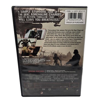 District 9 DVD Movie Science Fiction Action Film Aliens Sci Fi