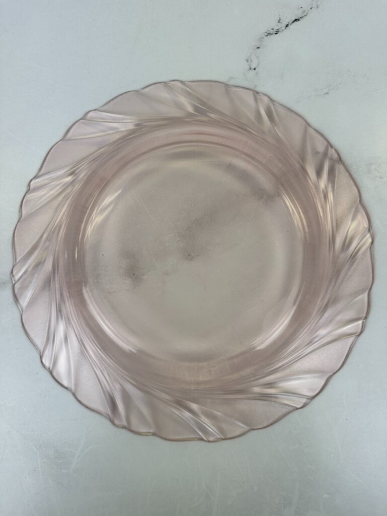 Vintage Vereco France Duralex Rivage Pink Swirl Pattern Plates 9'' Set of 8