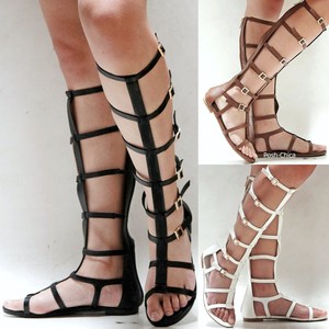 tall white gladiator sandals