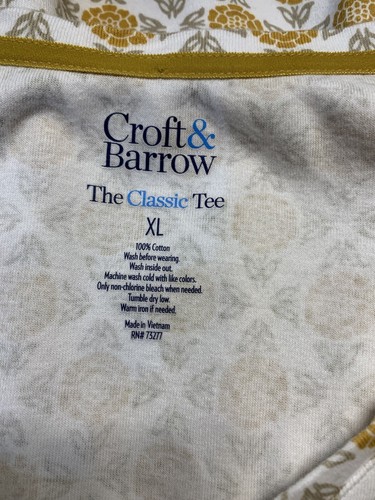 T-shirt classica Croft & Barrow XL oro floreale scollo a V manica corta da ascella ad ascella 22" - Foto 5 di 5