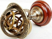 Antico globo da scrivania ottone armillare sfera base legno regali vintage astrolabio
