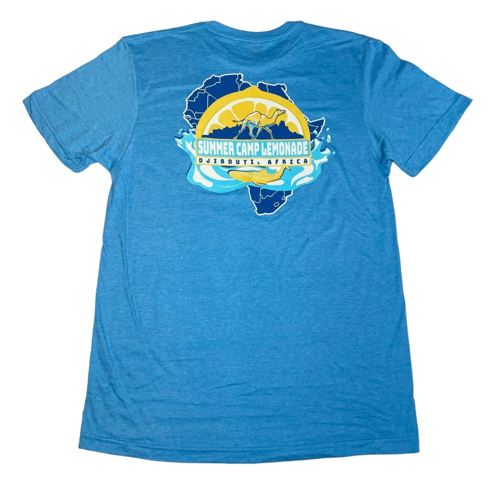 Camp Lemonade Morale T-shirt Lemonnier Djibouti Africa Heather Sapphire Unisex