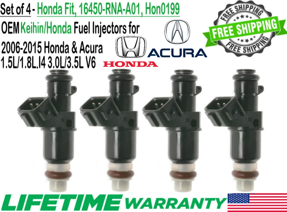 OEM 4 Sets Honda Fuel Injectors For 2004, 2005, 2006, 2007,2008 Acura TL 3.2L Foto 2 de 4