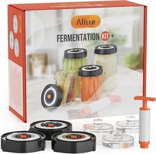 Easy Fermenter Starter Kit, Includes 3 Patented Airlock Lids, 3 Weights, 1 Pump