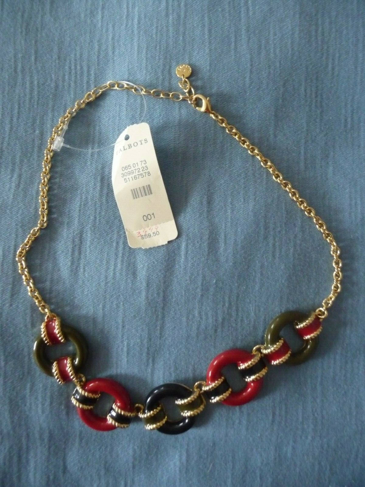 Talbots Neckless Talbots Necklace NWT Gold Tone Enameled Large Links Style | eBay