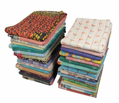 Vintage Reversible Kantha Quilt WHOLESALE LOT OF10 PC Throw Blanket Indian Ralli