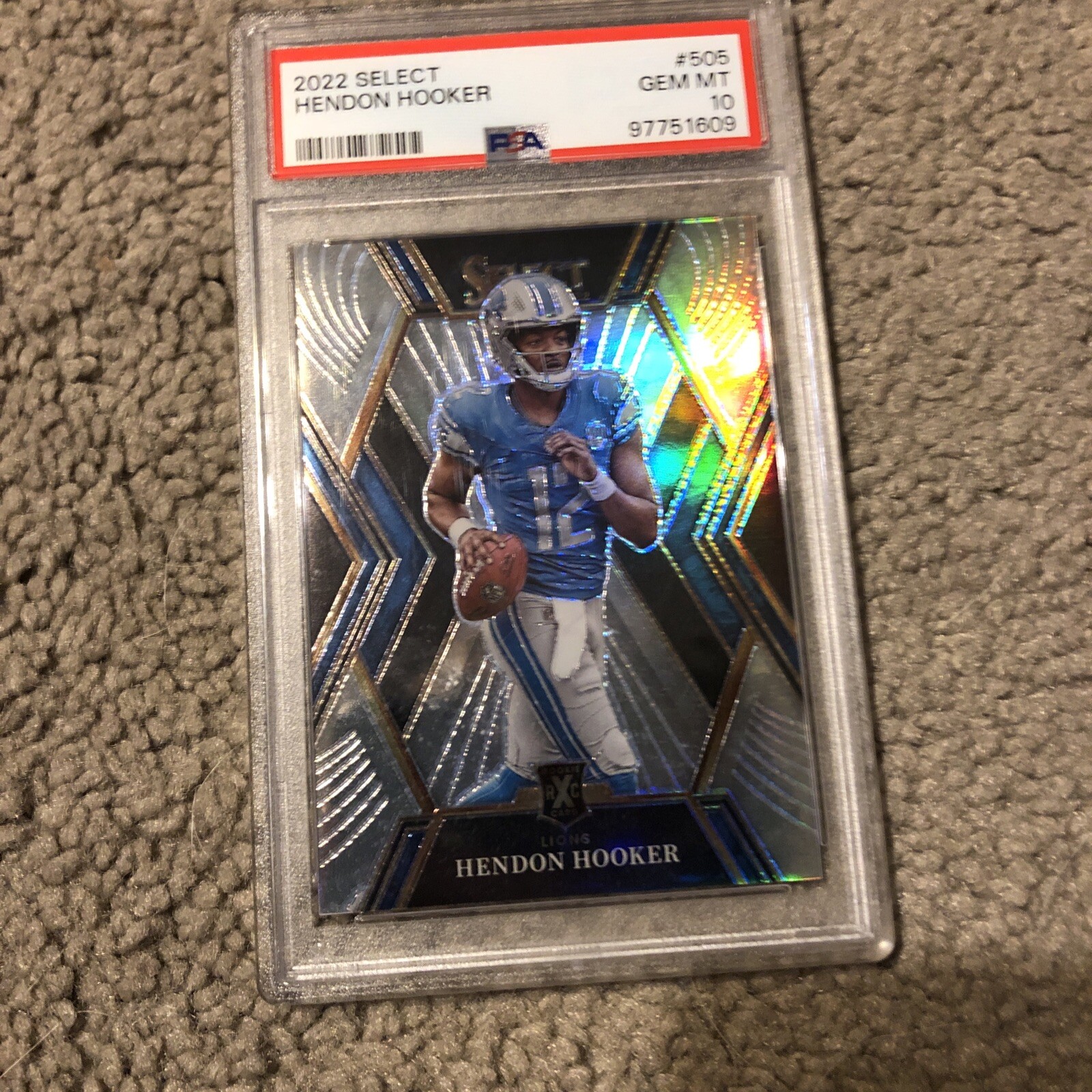 2022 Hendon Hooker Select XRC Rookie Silver #505 PSA 10 DETROIT LIONS SP FUTURE