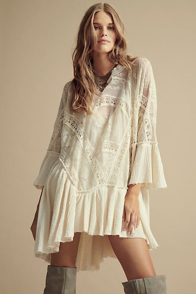 Free People Layered In Lace Swing Dress Size M