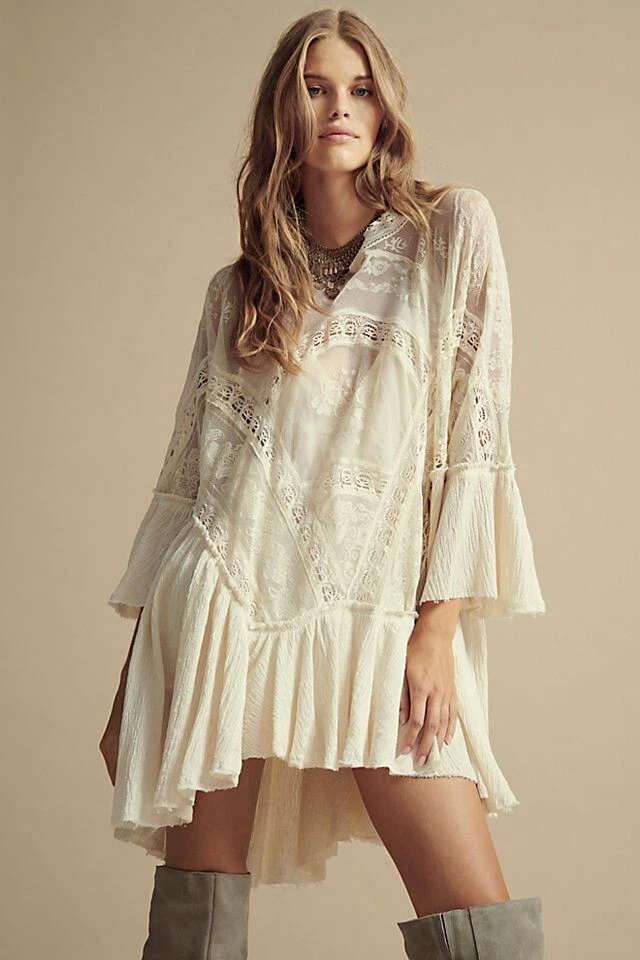 Lace swing dress with clearance sleeves