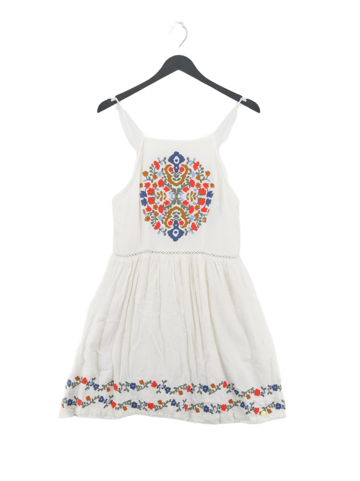 Superdry Women's Midi Dress UK 10 White 100% Cotton Skater Dress