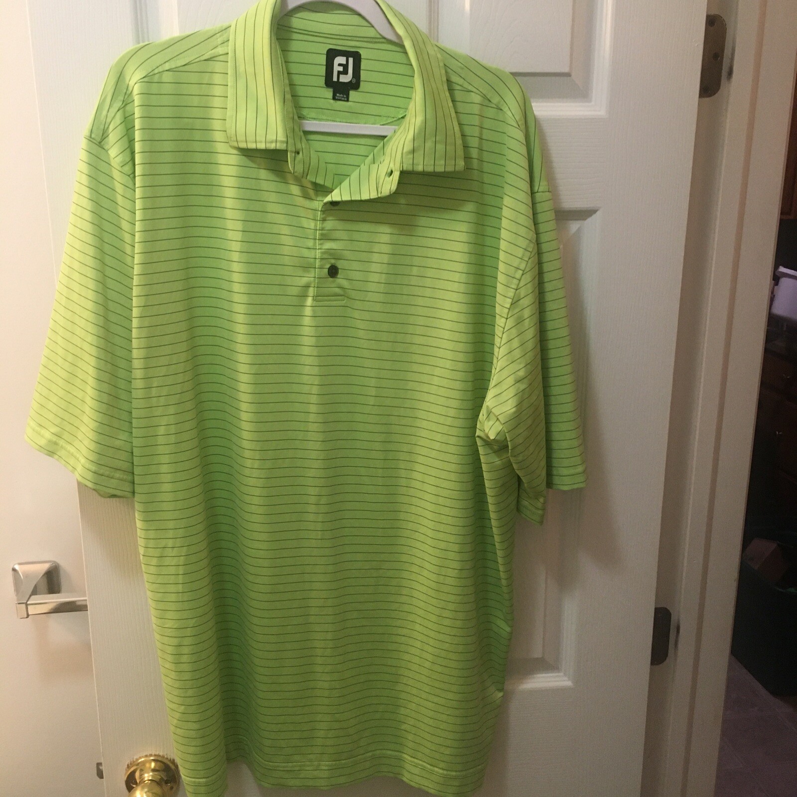 FootJoy Men’s XL Pullover Polo Shirt Lime Green With … Gem