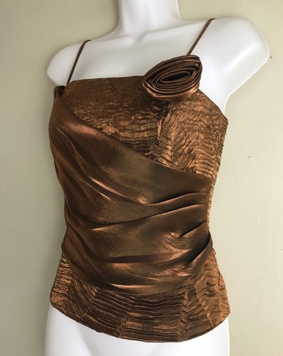 Nuevo con etiquetas Conjunto Formal Bronce 10 Baile de graduación Tirantes Top Pierna Ancha Culottes Pantalones Marvie - Imagen 3 de 9