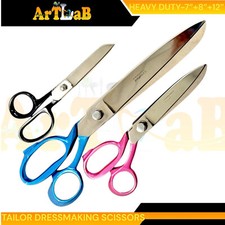3pk - Fabric Cutting Scissors, 7", 8", 12", Heavy Duty Tailors Shears, Colored