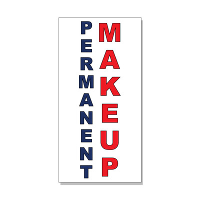 Permanent Makeup Blue Red DECAL STICKER Retail Store Sign