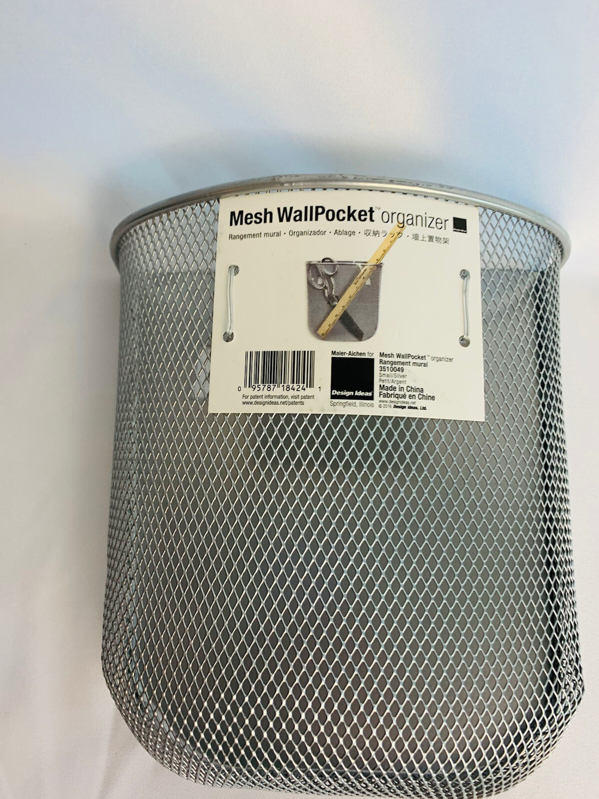 Design Ideas Mesh Wall Pocket Organizer Silver New with Hardware 7"h x