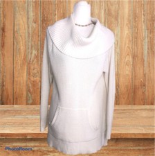 Michael Kors Women M Cowl Neck Ivory/whi Pullover Long Sleeve Tunic Sweater 820