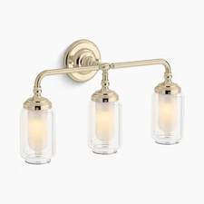 Kohler Lighting 32806-SC03 Artifacts 3 Light Sconce Bathroom Vanity Gold Brass