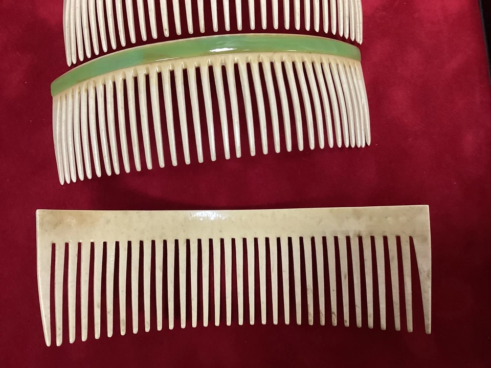 Lot De 3 Grands peignes anciens - barrette à cheveux / Serre- Tête - Vintage - Photo 4/4