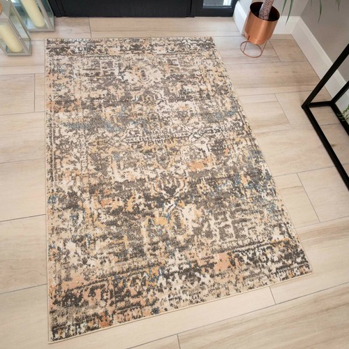 Natural Beige Living Room Rugs large Small Modern Trellis Distressed Runner Mats - Picture 30 of 62