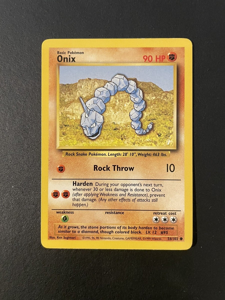 1999 onix pokemon card value Trainer Deck A Base Set 1st Edition Type Onix 56/102 Unlimited Base Set