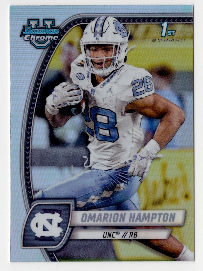 2024 Bowman Chrome U Football 1st Omarion Hampton Refractor North Carolina #198