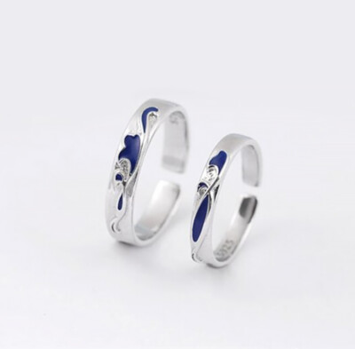 Blue Wave Ring 925 Silver Ring Adjustable Ring