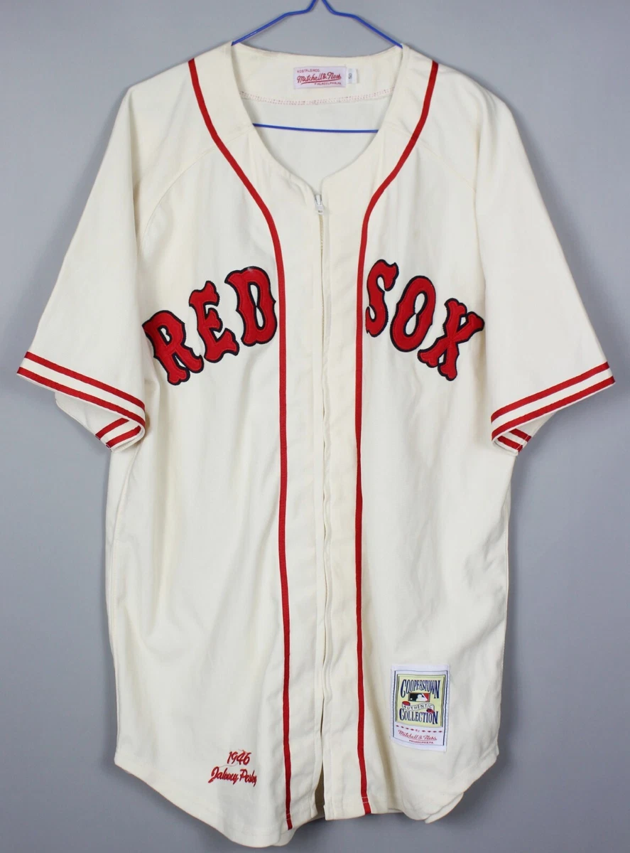 BOSTON RED SOX BASEBALL SHIRT JERSEY MITCHELL NESS SIZE 50 ADULT