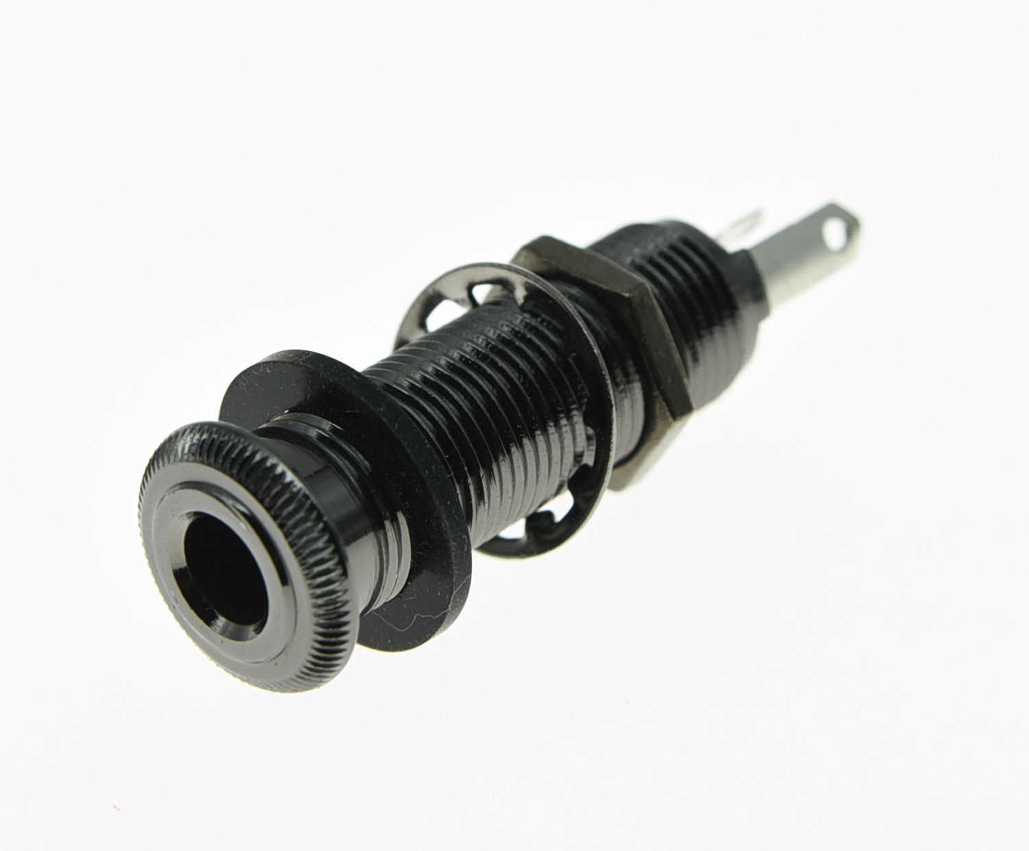 Black Nickel Copper Stereo Guitar Bass Barrel Jack Cylinder Input