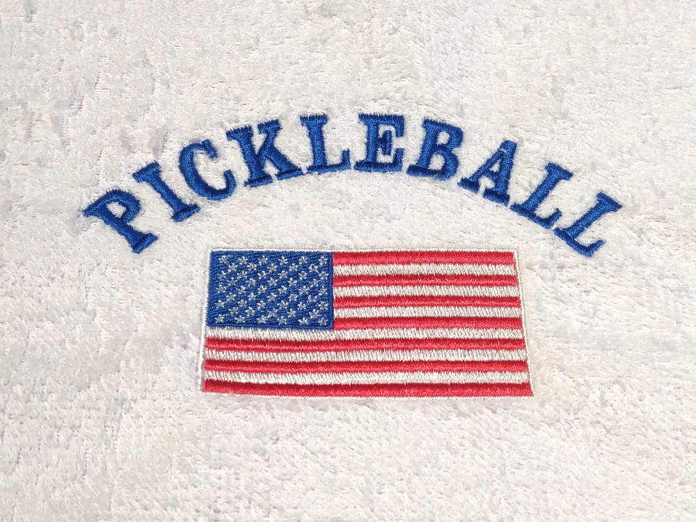 Pickleball FLAG - Sport Towel machine embroidered with silver grommet and hook