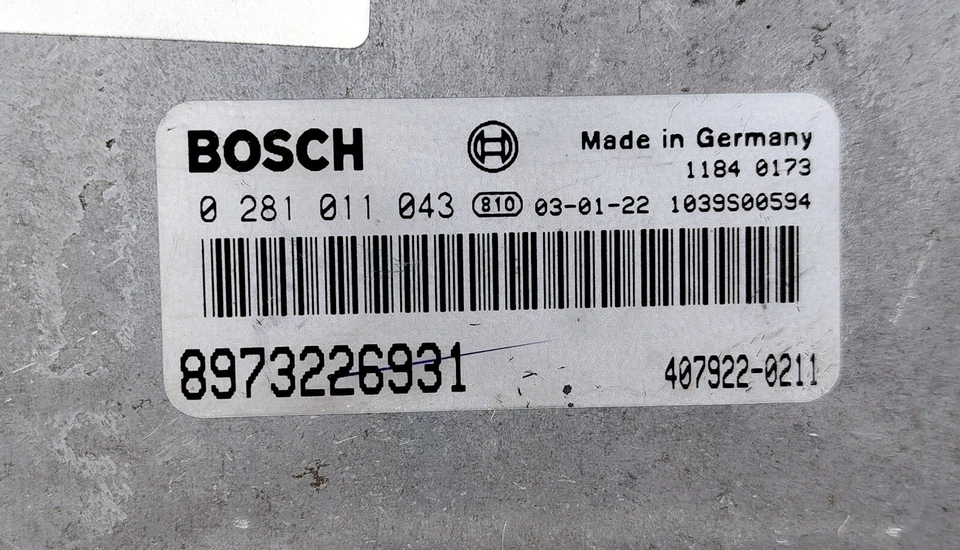 ISUZU HOLDEN RODEO RA 3L TD 4X4 ENGINE CONTROL MODULE 8973226931 0281011043 - Image 3 of 4