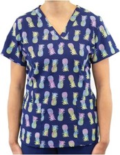 Maevn Women's Print Scrub Top 1767 TPP Tropical Paradise V-Neck Sizes S to XL
